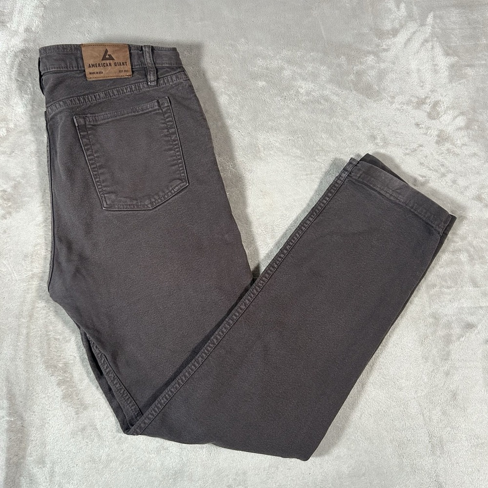 American Giant Roughneck Straight Canvas Jeans Mens 36x32 Brown Stretch 5-Pocket